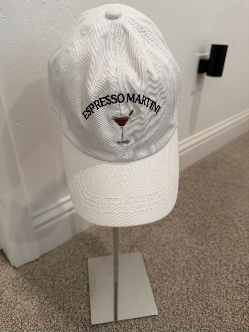 Espresso Martini Embroidered White Baseball Cap